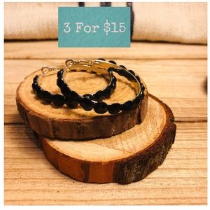 Black opaque stones hoop earrings